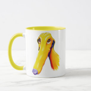Cute Long Nose Greyhound Art Mug