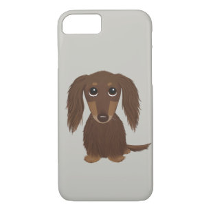 Cute Longhaired Chocolate Brown Dachshund iPhone 8/7 Case