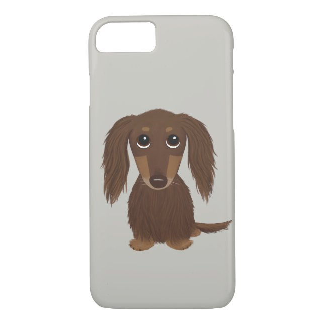 Cute Longhaired Chocolate Brown Dachshund Case-Mate iPhone Case (Back)