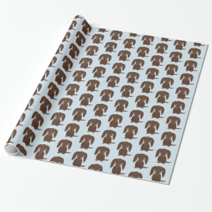 Cute Longhaired Chocolate Brown Dachshund Dog Wrapping Paper