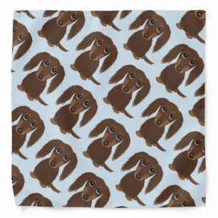 Cute Longhaired Chocolate Brown Dachshund Pattern Bandana