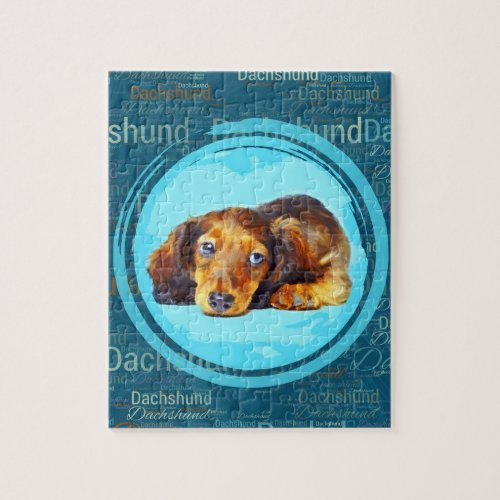 Cute Longhaired Dachshund Puppy Jigsaw Puzzle