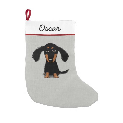 Cute Longhaired Dachshund Puppy Wiener Dog Xmas Small Christmas Stocking