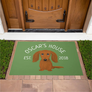 Cute Longhaired Red Dachshund Wiener Dog Lover's Doormat