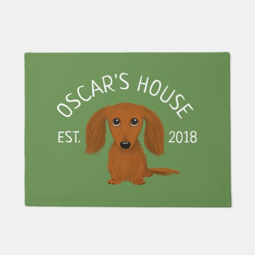 Cute Longhaired Red Dachshund  Wiener Dog Lovers Doormat