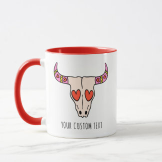 Cute Longhorn Skull Personalized Valentine's Day Mug