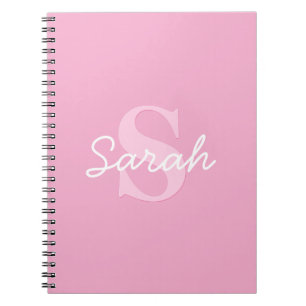 Cute Looking Cursive Name & Monogram Pink Notebook
