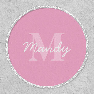 Cute Looking Cursive Name & Monogram Pink Patch
