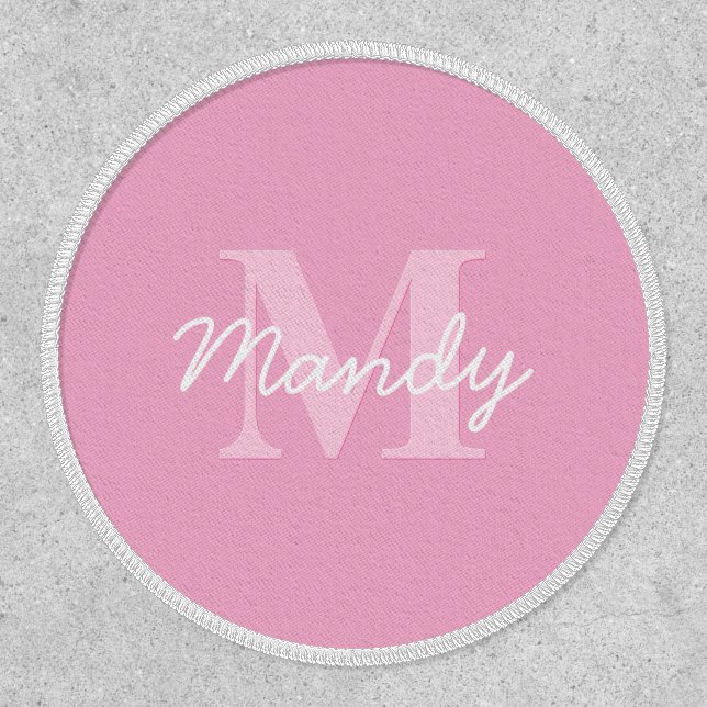 Cute Looking Cursive Name & Monogram | Pink Patch (Front)