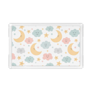 Cute Looking in the Sky Pattern Acrylic Tray