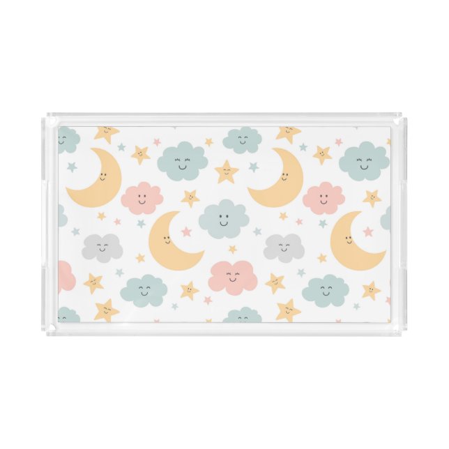 Cute Looking  in the Sky Pattern Acrylic Tray (Front)