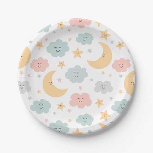 Cute Looking  in the Sky Pattern Paper Plates