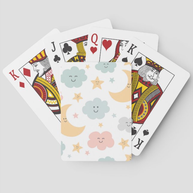 Cute Looking  in the Sky Pattern Poker Cards (Back)