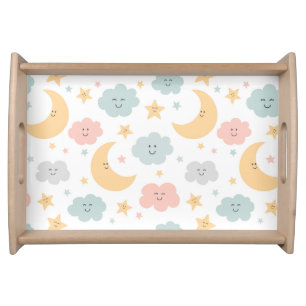 Cute Looking in the Sky Pattern Serving Tray