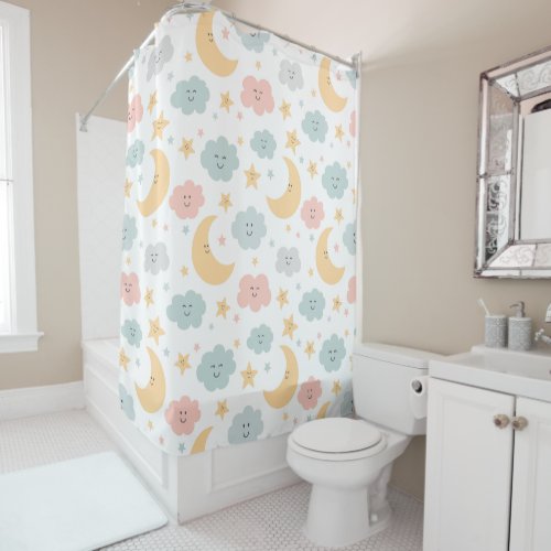 Cute Looking  in the Sky Pattern Shower Curtain