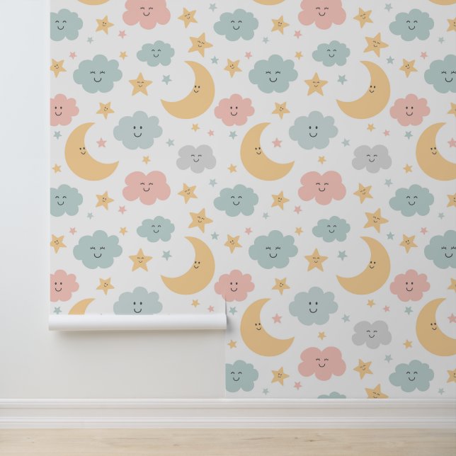 Cute Looking  in the Sky Pattern Wallpaper (Application)