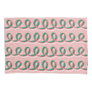 Cute Looped Pink and Green Pillow Case