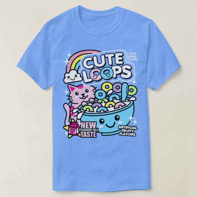 Cute Loops Kawaii Cereal T-Shirt (Design Front)