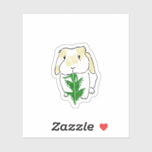 Cute Lop Eared Bunny Eating Leafy Treat Sticker