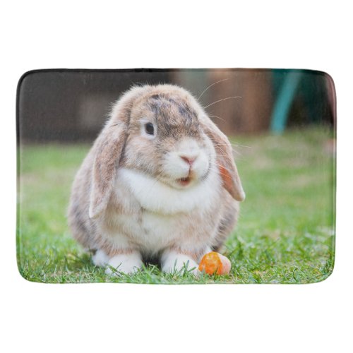 Cute lop_eared rabbit  bath mat