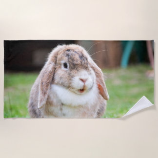 Cute lop-eared rabbit beach towel