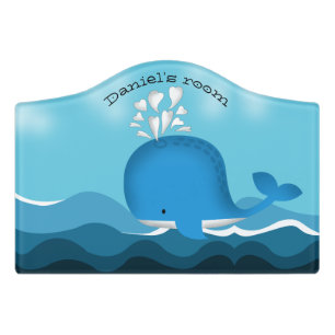 Cute lovable whale in the Ocean Door Sign