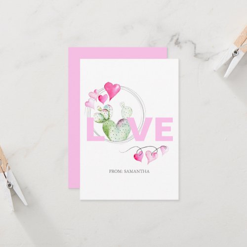 Cute Love and Cactus Kids Classroom Valentine Card