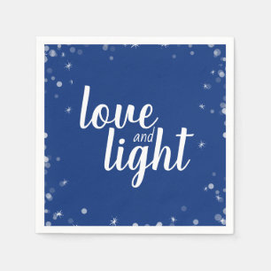 Cute Love and Light Stars Hanukkah Snowy Holiday Napkins