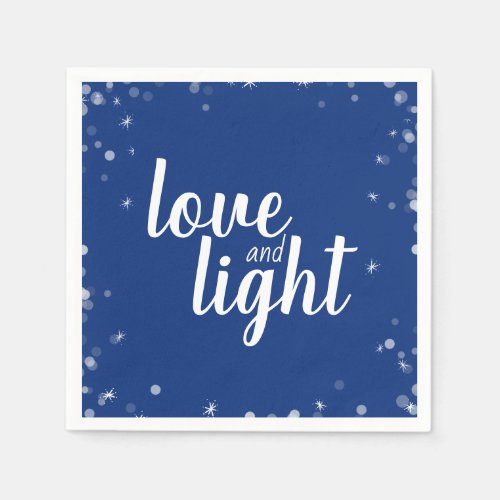 Cute Love and Light Stars Hanukkah Snowy Holiday Napkins