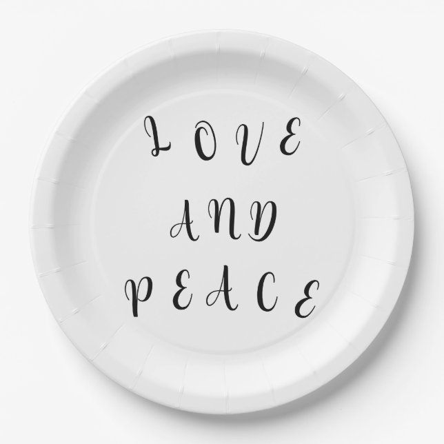 Cute Love And Peace Paper Plates (Front)