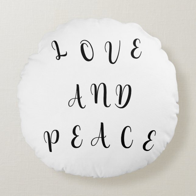 Cute Love And Peace Round Pillow (Front)