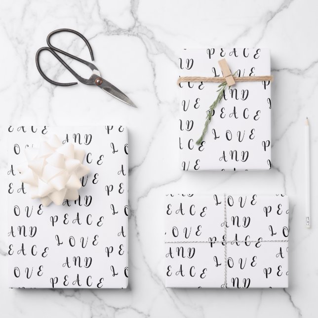 Cute Love And Peace Wrapping Paper Sheets (Front)