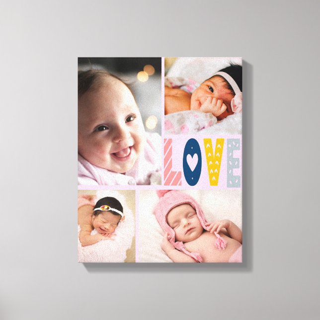 cute love baby photo collage nursery newborn canvas print (Front)
