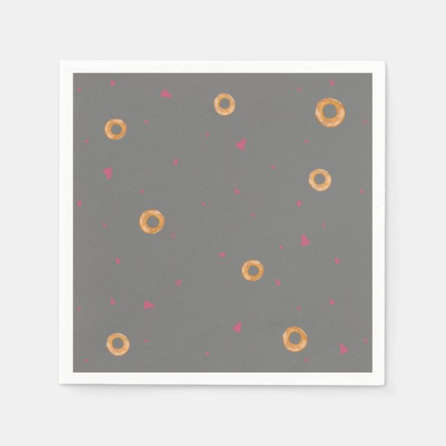 Cute LOVE & BAGELS  |  Grey  | Napkins (Front)
