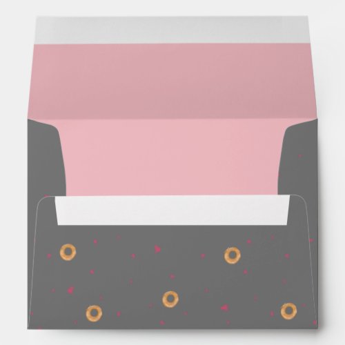Cute LOVE  BAGELS    Grey  Soft Blush Pink Envelope