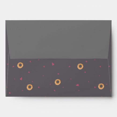 Cute LOVE  BAGELS    Purple Grey with Grey Flap Envelope