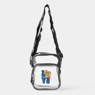 Cute love Baseball sports  Clear Crossbody Bag