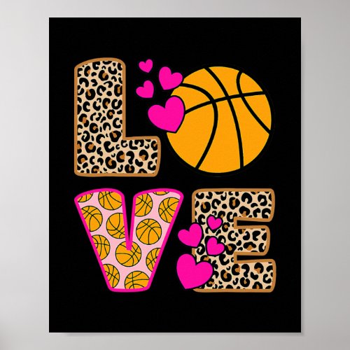 Cute Love Basketball Leopard Print Women Girls