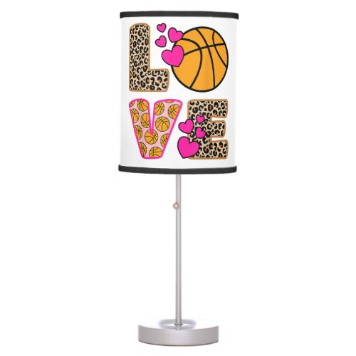 Cute Love Basketball Leopard Print Women Girls Bas Table Lamp