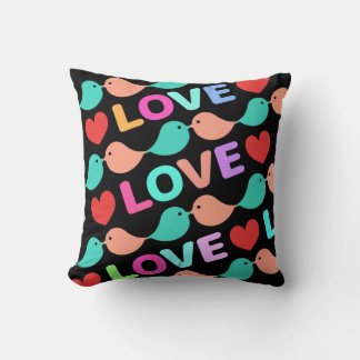 Cute Love Bird LOVE&CUTE black Cute lovebirds. Throw Pillow