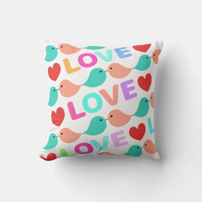 Cute Love Bird LOVE&CUTE White Cute lovebirds. Throw Pillow (Front)