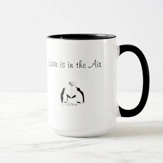 Cute Love Bird  Romantic Penguin Mug Black & White (Right)