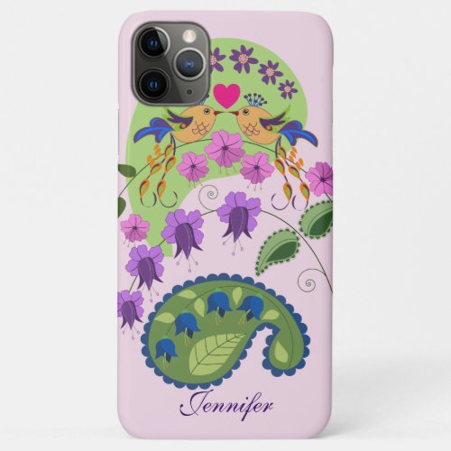 Cute Love Birds and custom Name iPhone 11 Pro Max Case
