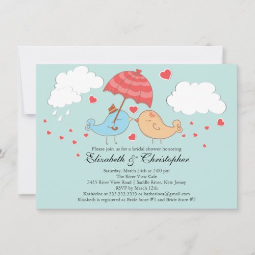 Cute Love Birds Bridal Shower Custom Invite
