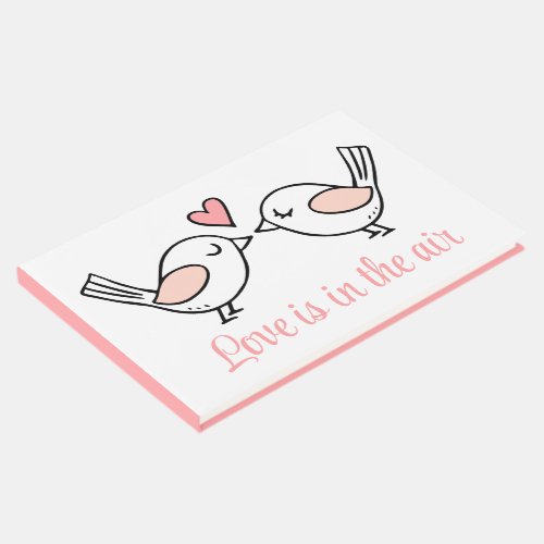 Cute Love Birds Cartoon Lovebirds Pink Wedding  Guest Book