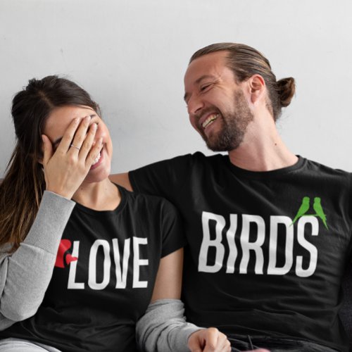 Cute Love Birds Couple Matching Newlywed T_Shirt
