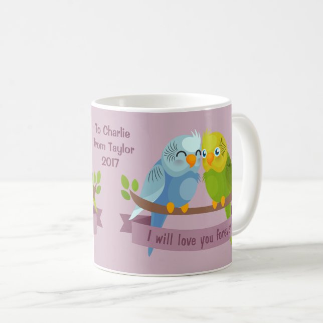Cute Love Birds custom dedication mugs (Front Right)