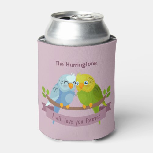 Cute Love Birds custom name can cooler