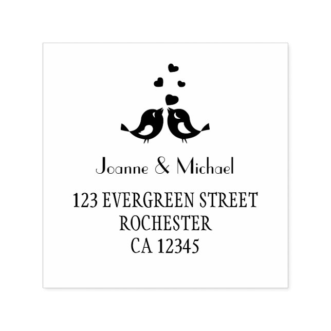 Cute Love birds custom wedding selfinking stamp (Design)