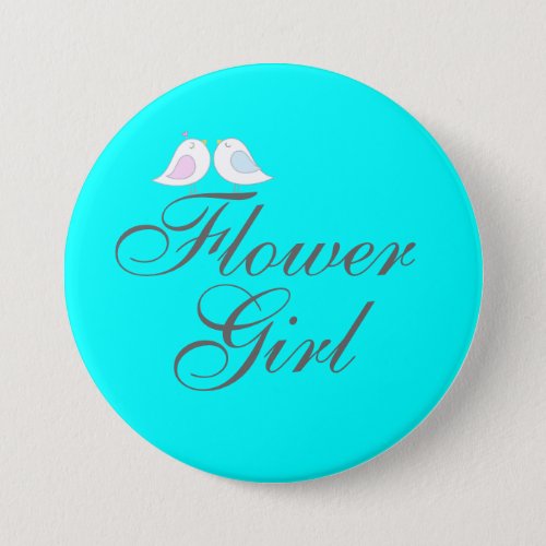 Cute love birds Flower Girl Pinback Button